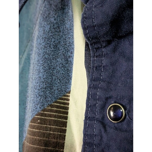 VTG Wrangler Shirt Mens XL 17x35 Navy Southwestern Pearl Snap Western Cowboy 90s - Picture 5 of 8